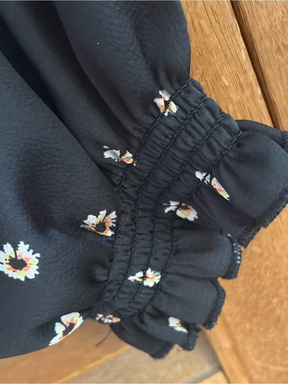 Ted Baker Black Floral-Print Long-Sleeve Blouse